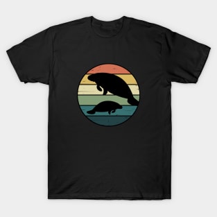 Retro Rainbow Manatees for Florida Manatee Lovers T-Shirt